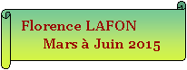 Parchemin horizontal: Florence LAFON      Mars  Juin 2015